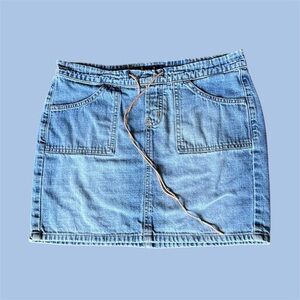 lei 90’s Y2K Denim Blue Mini Skirt with Tie Waist